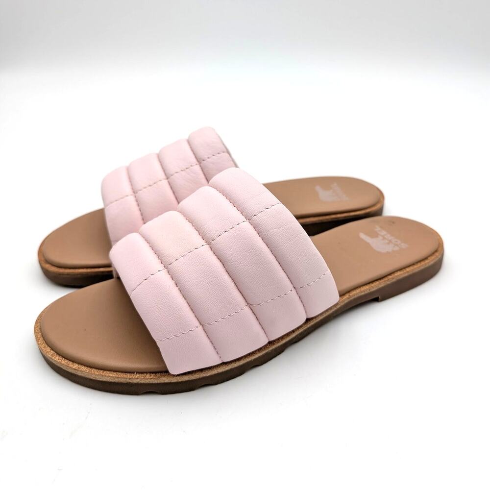 Sorel Ella III Quilted Puff Slide Sandals Open Toe Women's Pink Size US8 EU39